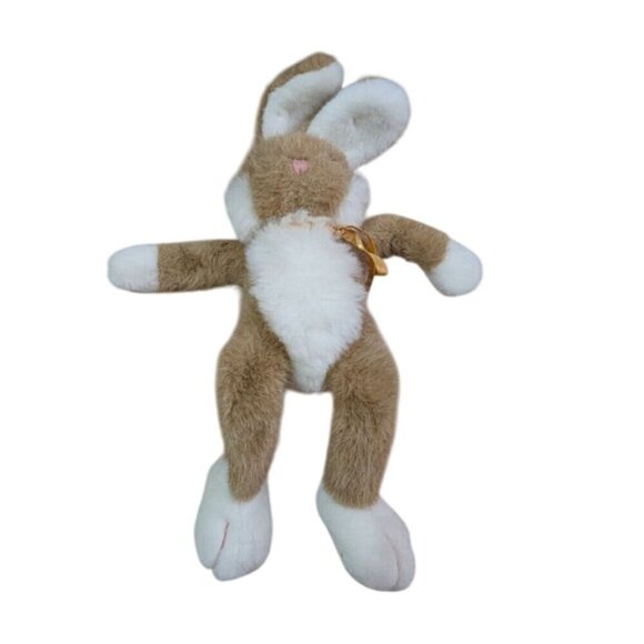 Vintage Prestige 1989 Plush Rabbit Brown & White With Ribbon 16" Soft Toy - Picture 4 of 9